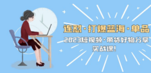 连怼·打爆蓝海·单品，2023短视频·带货好物分享·实战课