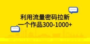 利用流量密码拉新，一个作品300-1000+