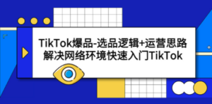 TikTok爆品-选品逻辑+运营思路：解决网络环境快速入门TikTok