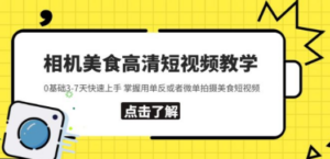相机美食高清短视频教学 0基础3-7天快速上手 掌握用单反或者微单拍摄美食