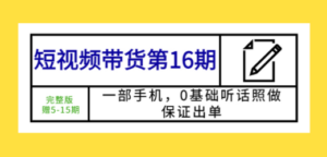短视频带货第16期：一部手机，0基础听话照做，保证出单 (完整版 赠5-15期)