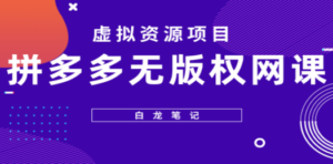 拼多多无版权网课项目，月入5000的长期项目，玩法详细拆解