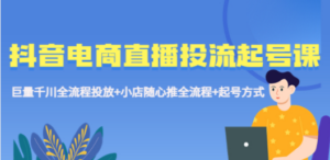 抖音电商直播投流起号课程 巨量千川全流程投放+小店随心推全流程+起号方式 ...