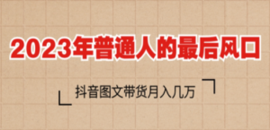 2023普通人的最后风口，抖音图文带货月入几万+