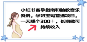 小红书备孕指南和胎教音乐资料 孕妇宝妈首选项目 一天赚个300＋长期可做
