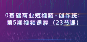 0基础商业短视频·创作班：第5期视频课程（23节课）
