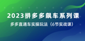 2023拼多多飙车系列课，多多直通车实操玩法（6节实战课）