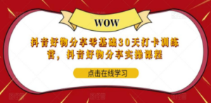 抖音好物分享0基础30天-打卡特训营，抖音好物分享实操课程