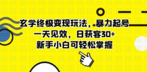玄学终极变现玩法，暴力起号，一天见效，日获客30+，新手小白可轻松掌握