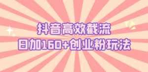 抖音高效截流日加160+创业粉玩法：详细操作实战演示
