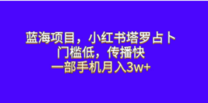 蓝海项目，小红书塔罗占卜，门槛低，传播快，一部手机月入3w+