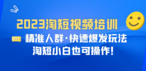 2023淘短视频培训：精准人群·快速爆发玩法，淘短小白也可操作