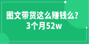 图文带货这么赚钱么? 3个月52W 图文带货运营加强课