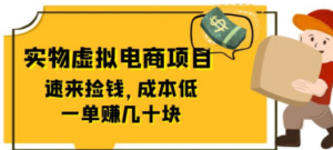 东哲日记：全网首创实物虚拟电商项目，速来捡钱，成本低，一单赚几十块