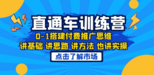淘系直通车训练课，0-1搭建付费推广思维，讲基础 讲思路 讲方法 也讲实操