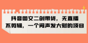 抖音图文二创带货，无直播，不剪辑，一个闷声发大财的项目