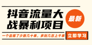 抖音流量大战暴利项目：一个品爆了少数几十单，多则几百上千单（原价1288） ...