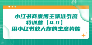 小红书商家 博主精准引流特训营【4.0】用小红书放大你的生意势能