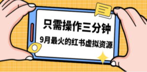 一单50-288，一天8单收益500＋小红书虚拟资源变现，视频课程＋实操课＋