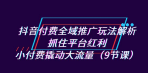 抖音付费全域推广玩法解析：抓住平台红利，小付费撬动大流量（9节课）