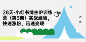 28天-小红书博主IP训练营（第3期）实战经验，快速涨粉，迅速变现