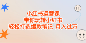 小红书运营课，带你玩转小红书，轻松打造爆款笔记 月入过万
