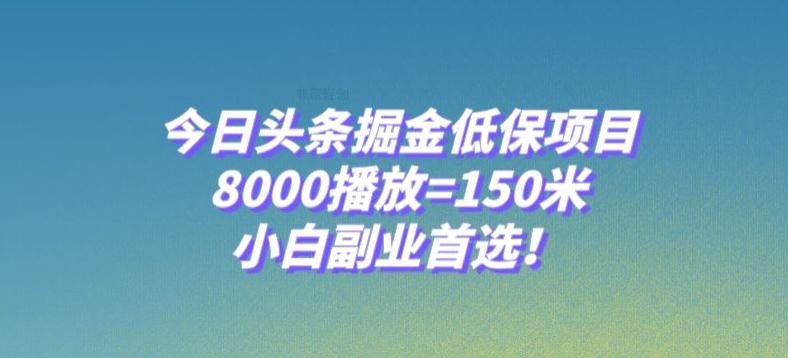 今日头条掘金低保项目，8000播放=150米，小白副业首选【揭秘】