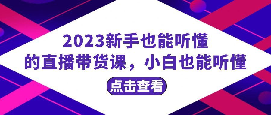 2023新手必学直播带货课，从流量到话术全面解析，小白也能轻松掌握，20节完整 ...