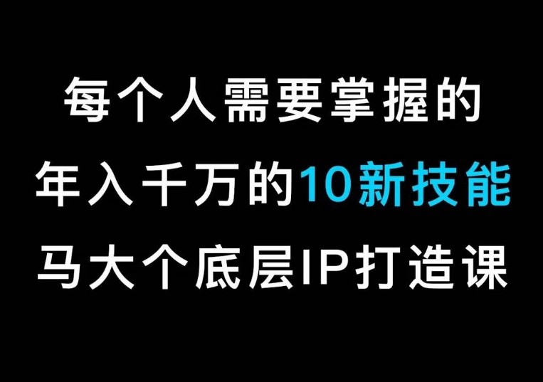 马大个的个人IP底层逻辑课，​每个人需要掌握的年入千万的10新技能，约会底层IP打造方法！ ...