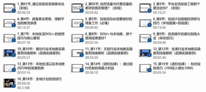 本地同城·推核心方法论，本地同城投放技巧快速掌握运营核心教程（16节课） ...