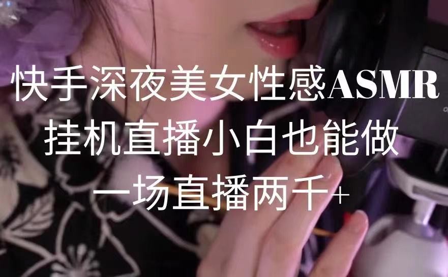 快手深夜美女狐媚ASMR挂机直播，小白也能做，一场直播两千+