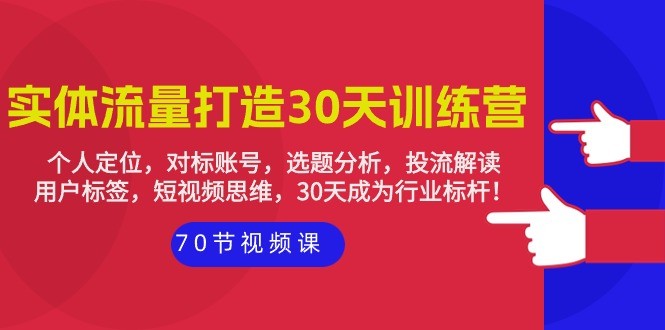 30天实体店铺流量打造训练营：个人定位，对标账号，选题分析，投流解读-70节 ...