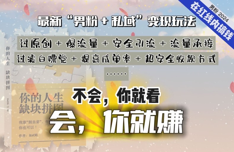 2024，“男粉+私域”还是最耐造、最赚、最轻松、最愉快的变现方式【揭秘】 ...
