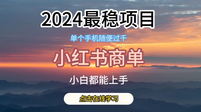 《2024 超稳蓝海项目之小红书商单项目大揭秘！》