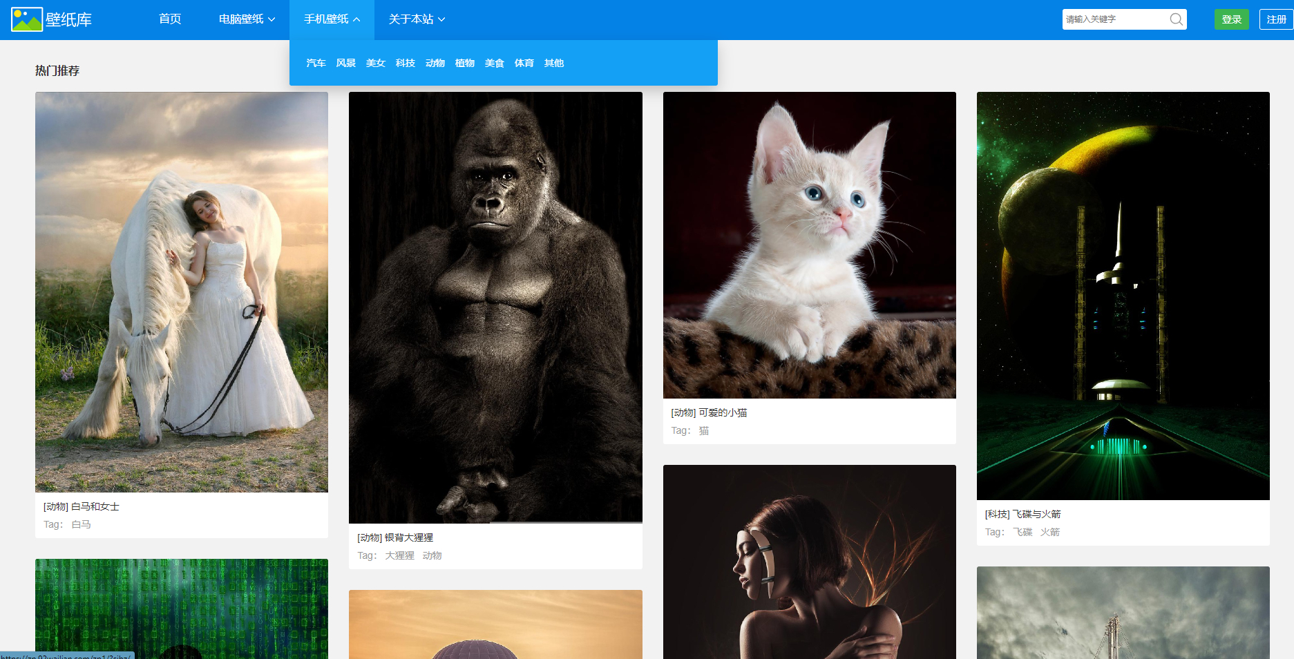 壁纸网站模板（带会员系统)pbootcms模板