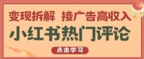 小红书热门评论，变现拆解，接广告高收入【揭秘 】