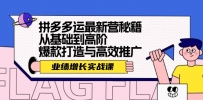拼多多运最新营秘籍：业绩 增长实战课，从基础到高阶，爆款打造与高效推广