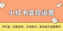 小红书变现运营，IP打造、内容创作、引流技巧，助你成为运营高手