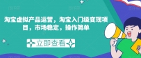 淘宝虚拟产品运营攻略：轻松变现，市场稳定，操作简单！