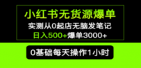 小红书无货源爆单 实测从0起店无脑发笔记 日入500+爆单3000+长期项目可多店