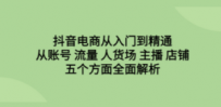 抖音电商从入门到精通，从账号 流量 人货场 主播 店铺五个方面全面解析