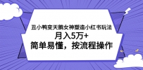 丑小鸭变天鹅女神塑造小红书玩法，月入5万+，简单易懂，按流程操作