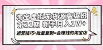 淘宝虚拟无货源高级班【第21期】月入1W+运营技巧+批量复制=会赚钱的淘宝店