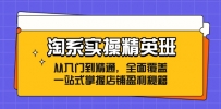 淘系实操精英班：从入门到精通，全面覆盖，一站式掌握店铺盈利秘籍