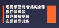 短视频营销培训实操课：教你做抖音，教你做短视频，实操辅导训练