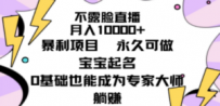 不露脸直播，月入10000+暴利项目，永久可做，宝宝起名（详细教程+软件）