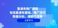 直通车推广课程：包括直通车基础、推广技巧、数据分析、爆款打造等