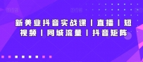 新美业抖音实战教程丨直播丨短视频丨同城流量丨抖音矩阵