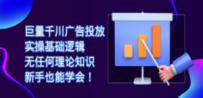 巨量千川广告投放：实操基础逻辑，无任何理论知识，新手也能学会