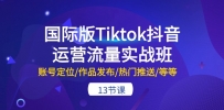 国际版Tiktok抖音运营流量实战班：账号定位/作品发布/热门推送/等等-13节
